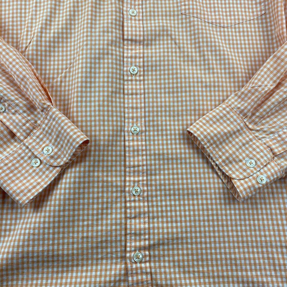 Tommy Hilfiger Shirt Men XXL Orange White Checkered Custom Fit Button Down Polo - Picture 2 of 9